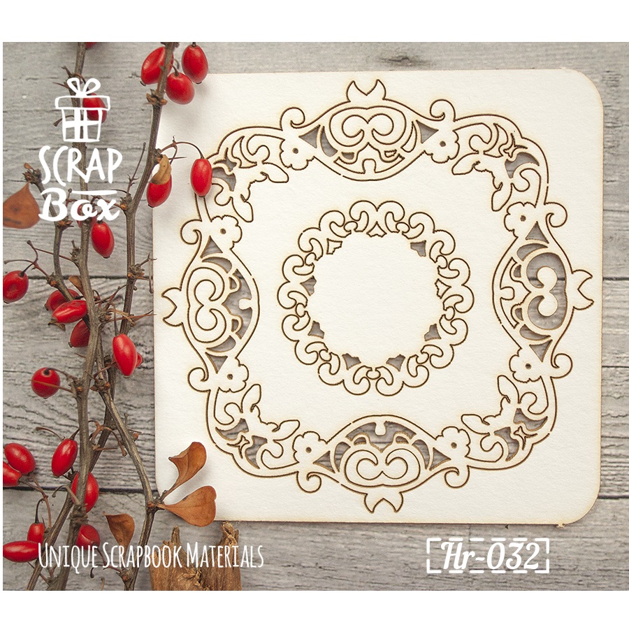Чипборд "Квадратная рамка арт-нуво" №2, размер 105*105 мм от Scrapbox
