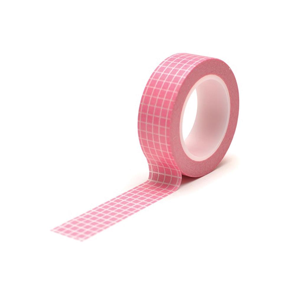 Бумажный скотч Pink Grid 9 м, 15 мм от компании Queen and Co