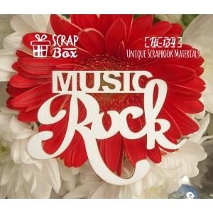 Чіпборд напис "music Rock", розмір 78 * 55 мм від Scrapbox