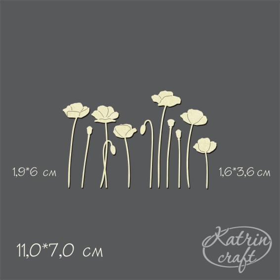 Чіпборд Маки 11x7см від Katrin Craft