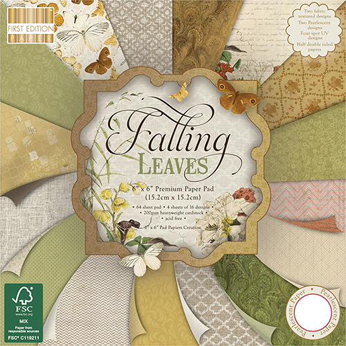 Набір паперу Falling Leaves 15x15 см 16 аркушів First Edition