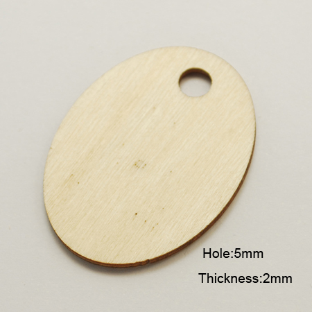 Овальная деревянная табличка-подвеска 38х28 мм, 1 шт. 