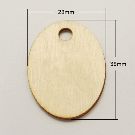 Овальная деревянная табличка-подвеска 38х28 мм, 1 шт. 