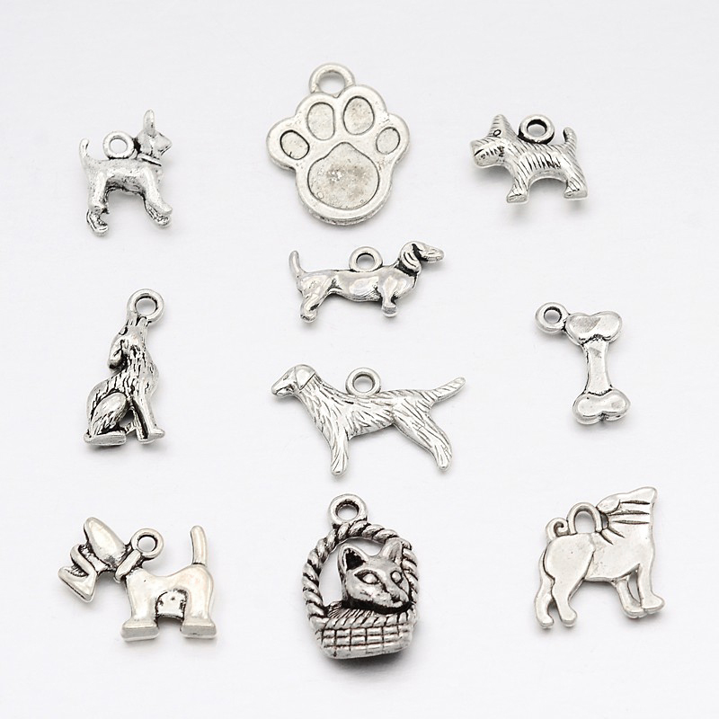 Набір підвісок Вірний друг, античне срібло, 10 шт.