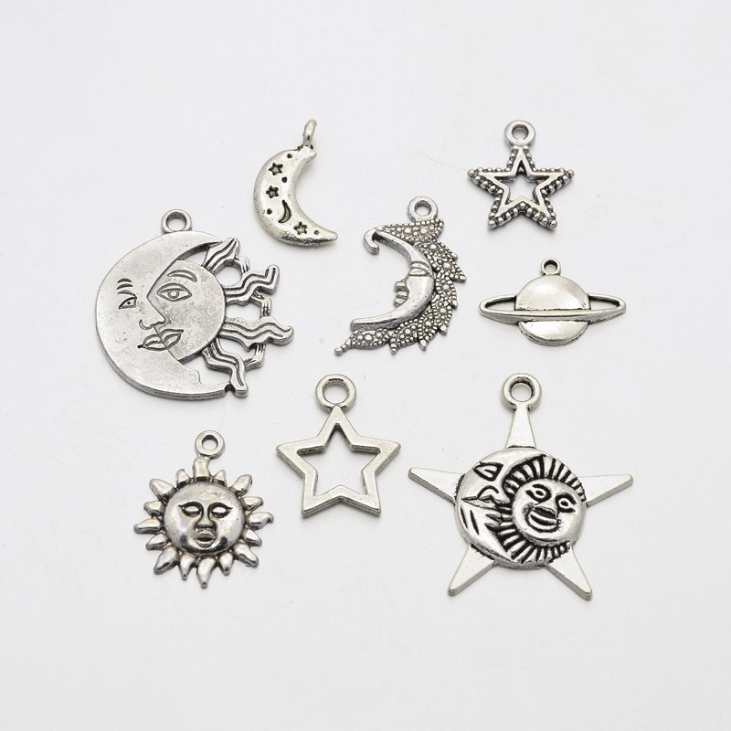 Набір підвісок Зоряна ніч, античне срібло, 8 шт.