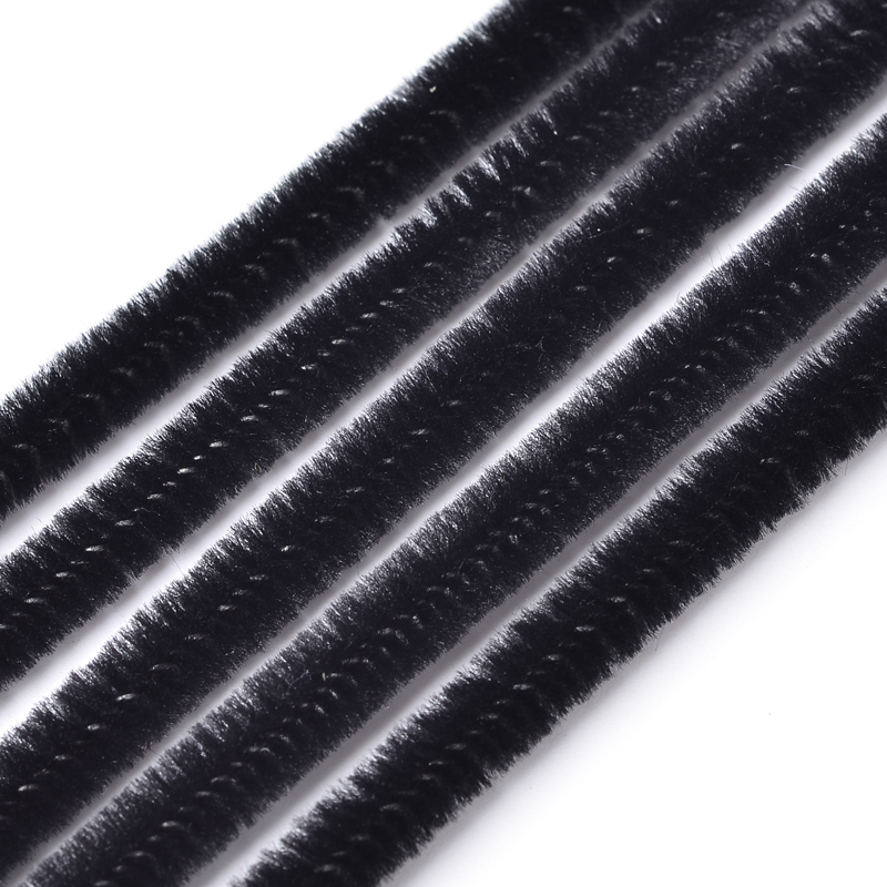 Синельная пушистая проволока, черный, 30 см, 5 мм