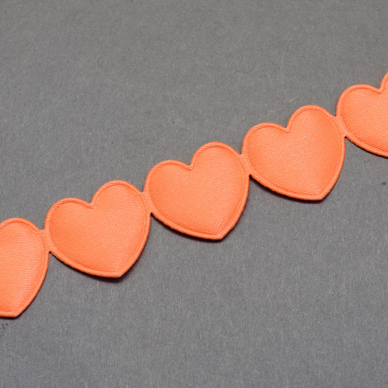 Лента - высечка Сердечки, оранжевый, 16 мм, 90 см.