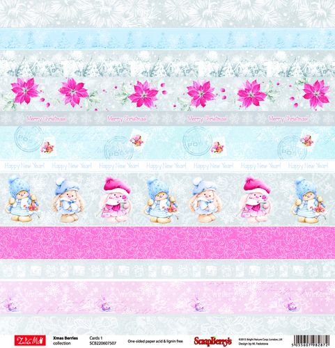 Односторонняя бумага Зимняя Ягодка Карточки 1 30,5х30,5 см от ScrapBerry's