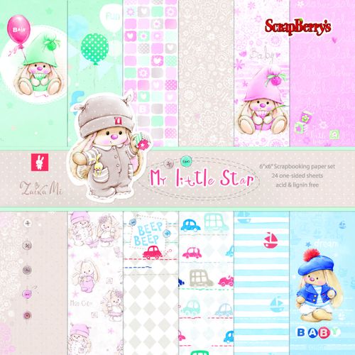 Набор бумаги "Зайка Ми Малыши", 15*15 см , 24 листа от ScrapBerry's