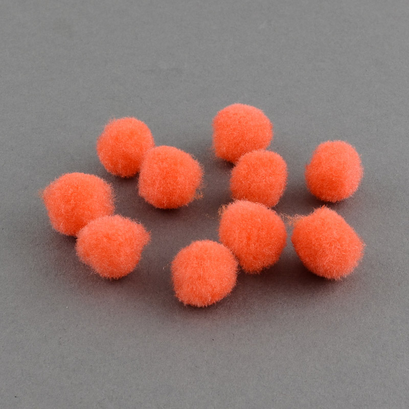 Помпоны шерстяные, оранжевые, 12 мм, 10 шт.