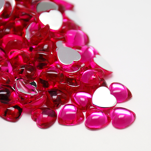 Набор гладких сердечек, ярко-розовый, 8 мм, 10 шт.