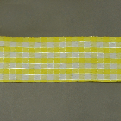 Лента сатиновая в клеточку, желтая, ширина 40 мм, длина 90 см.