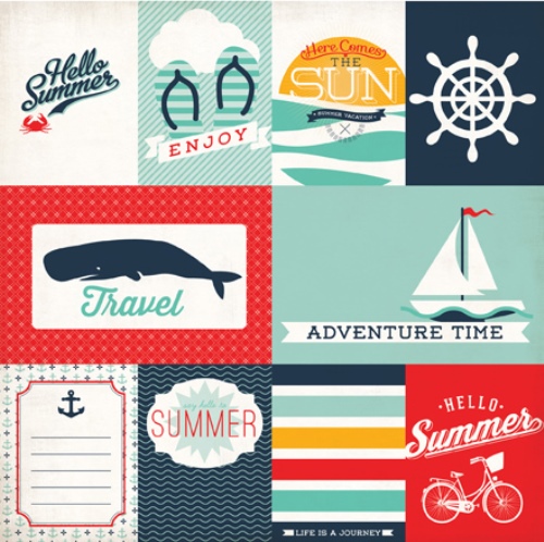 Скраппапір двосторонній Summer Adventure Journaling 30х30 від Echo Park