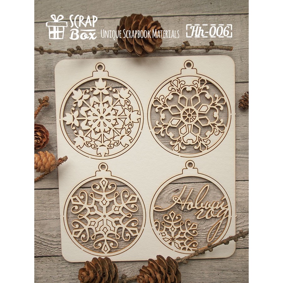 Чіпборд набір ялинкових іграшок 130 x 145 мм від Scrapbox