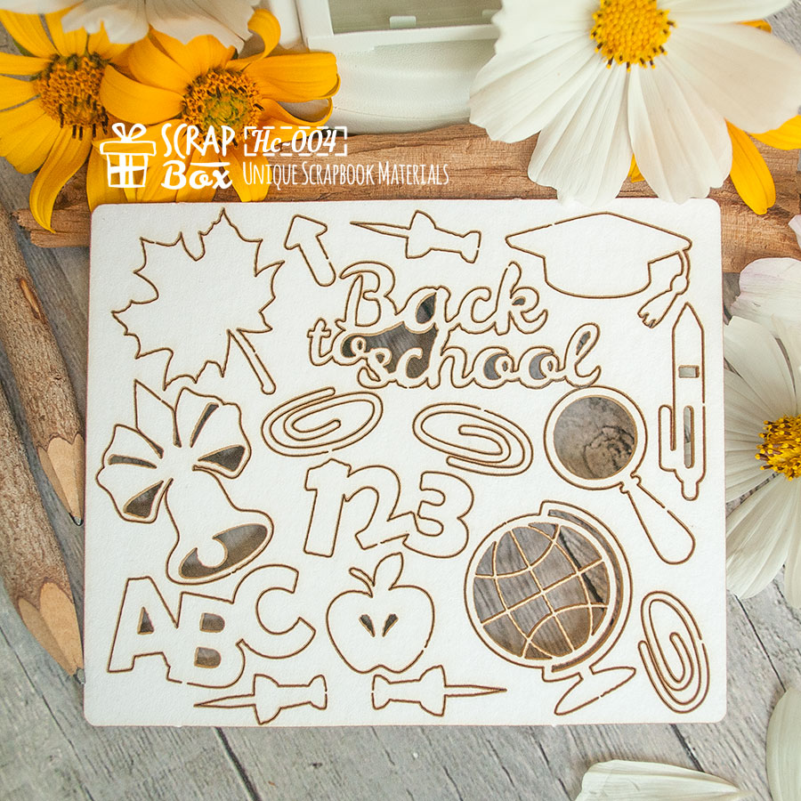 Чіпборд набір Шкільний малий 117 x 102 мм від Scrapbox