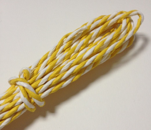 Двухцветный бумажный шнур, 2 мм, рулон 7 м, цвет желтый