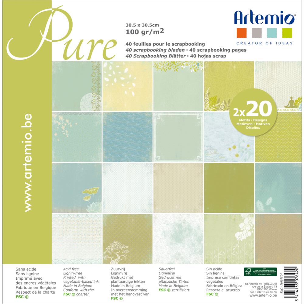Набор бумаги Pure, 20 листов , 30*30 см от Artemio