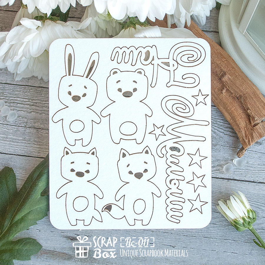 Чіпборд дитячий звірятка "Наш малюк", 100 * 120 мм від Scrapbox