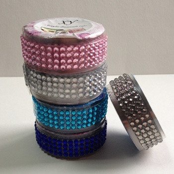 Самоклеючі стрази в стрічці, колір срібло, 18 мм, 50 см в рулоні