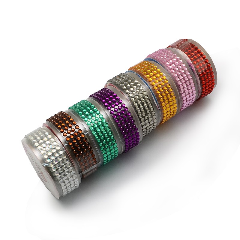 Самоклеючі стрази в стрічці, колір срібло, 18 мм, 50 см в рулоні