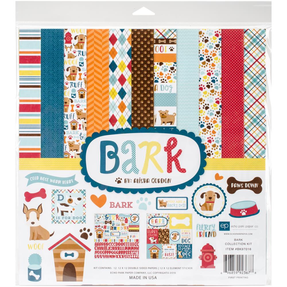 Набір паперу Bark 30х30 см, 12 аркушів + наклейки від Echo Park