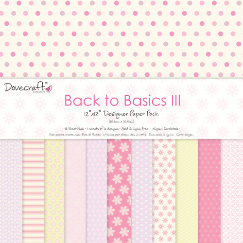 Набор бумаги Back to Basics III 30х30 см, 12 листов, от Dovecraft