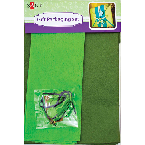 Набор для упаковки подарка, 40*55см, 2шт/уп., зеленый-хаки от Santi