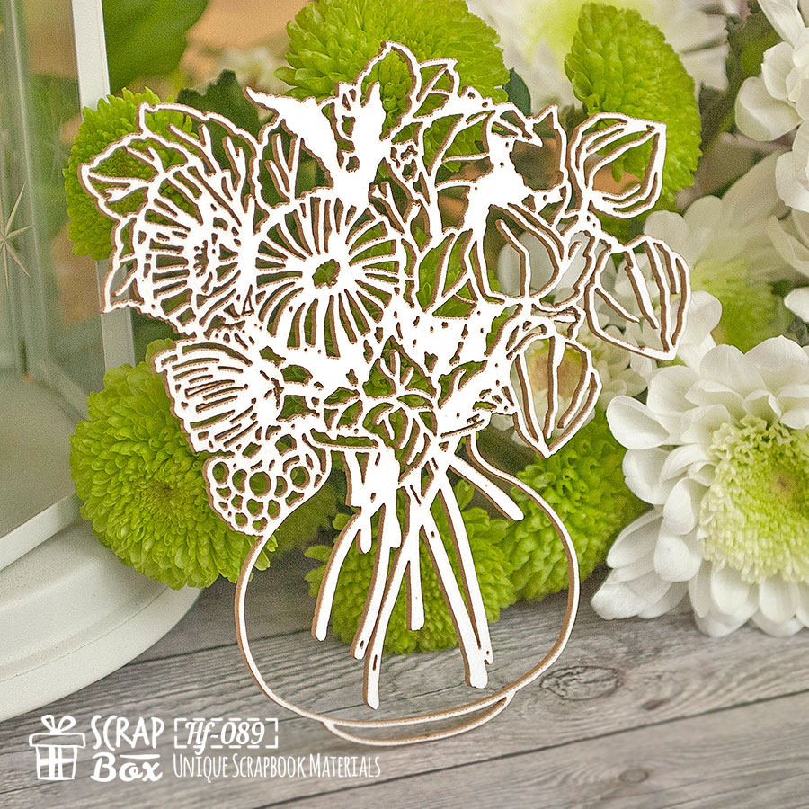 Чипборд Букет в вазе, размер 91*100 мм от Scrapbox