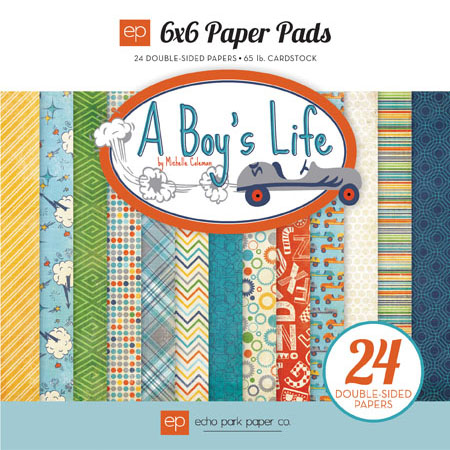 Набір паперу Boy's Life 12 двосторонніх аркушів 15х15 см від Echo Park