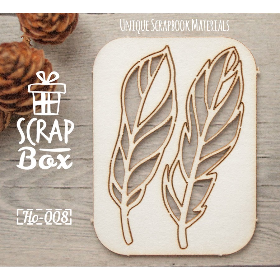 Чіпборд набір "Пташине пір'я" №3, розмір 60 * 45 мм від Scrapbox