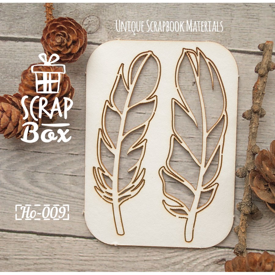 Чіпборд набір "Пташине пір'я" №4, розмір 75 * 55 мм від Scrapbox