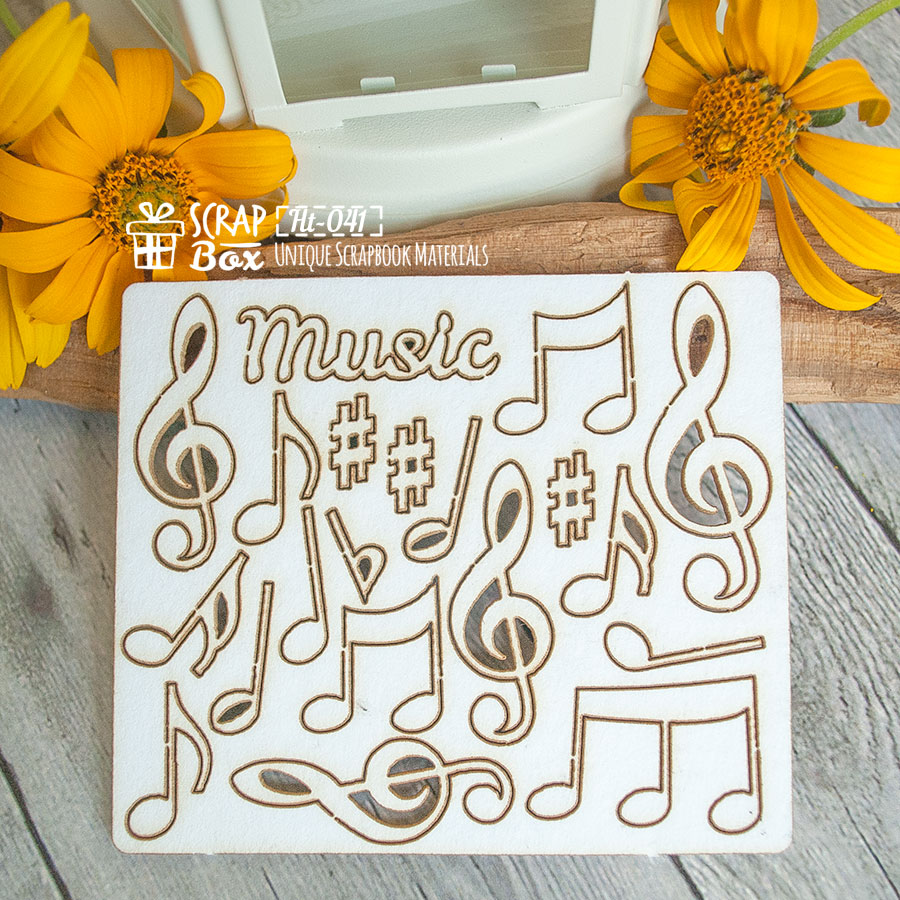 Чіпборд музичний набір "Ноти", розмір 90 * 77 мм від Scrapbox
