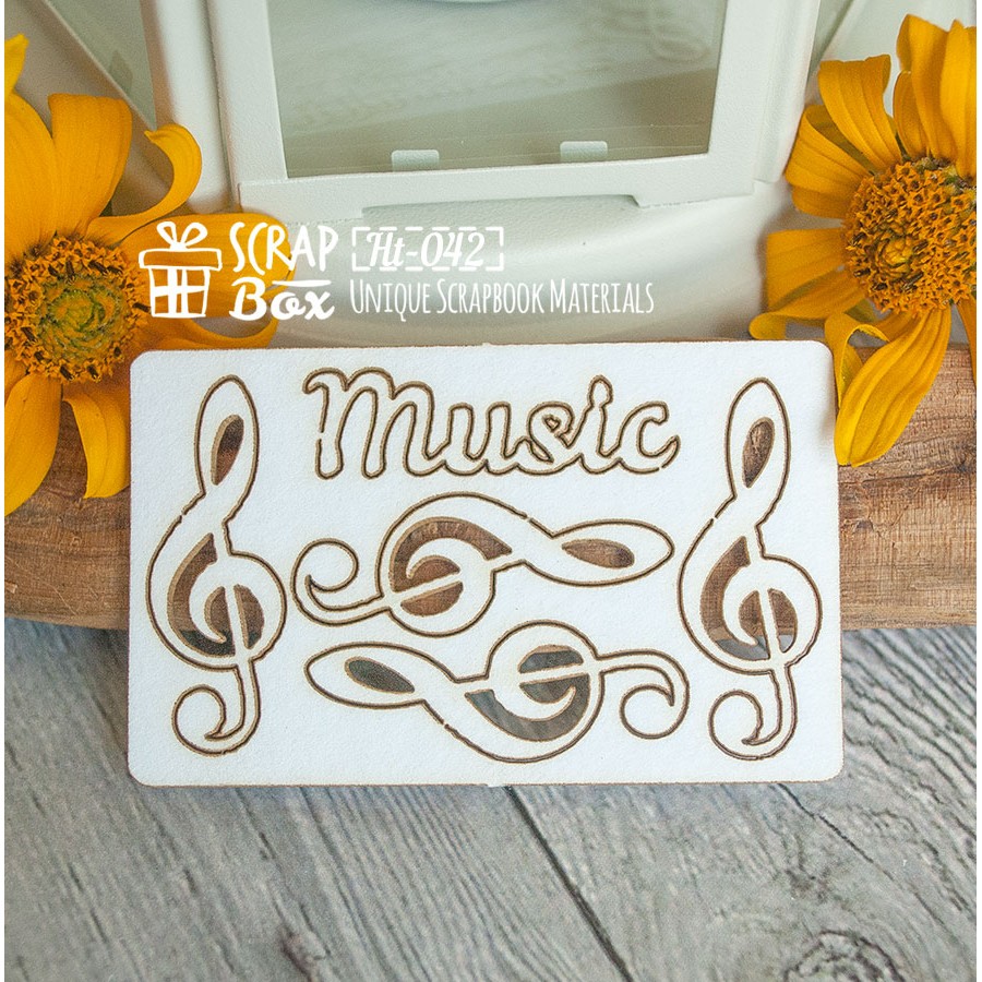 Чіпборд музичний набір "Ноти", розмір 75 * 45 мм від Scrapbox