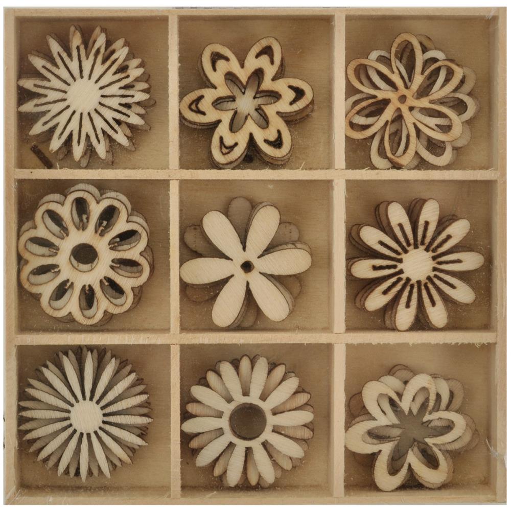 Набір дерев'яних вирубування Flowers, 45 шт від Kaisercraft