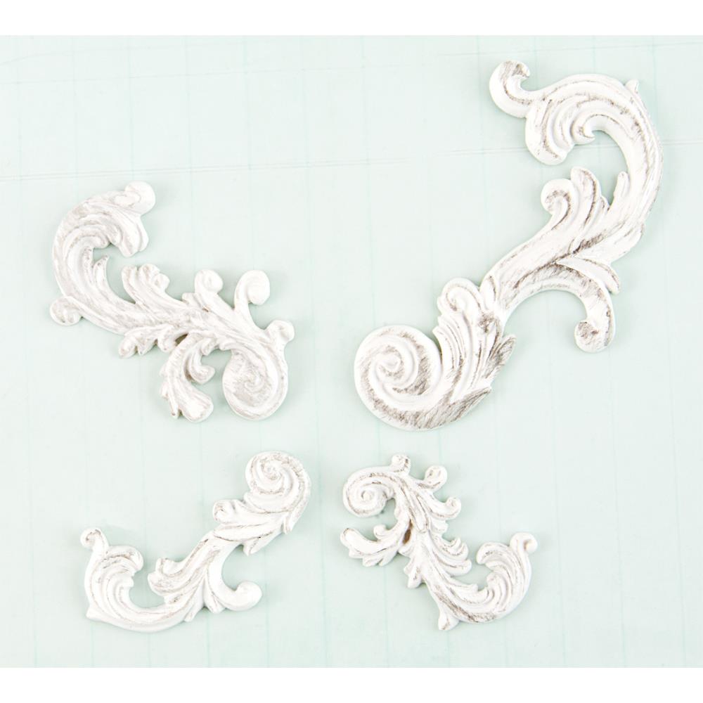 Набор гипсовых украшений Swirls, 4 шт от Prima