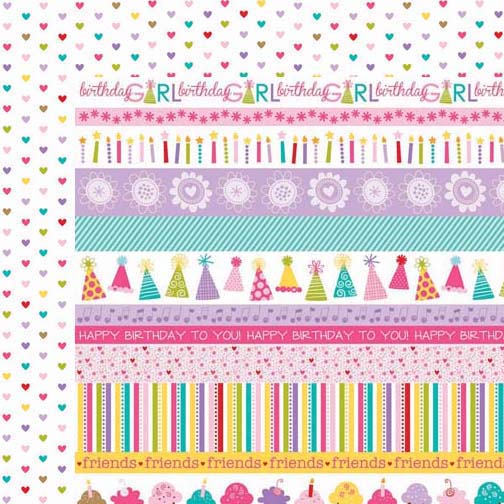 Двусторонняя бумага Borders из коллекции Birthday Girl 30х30 см от Bella Blvd