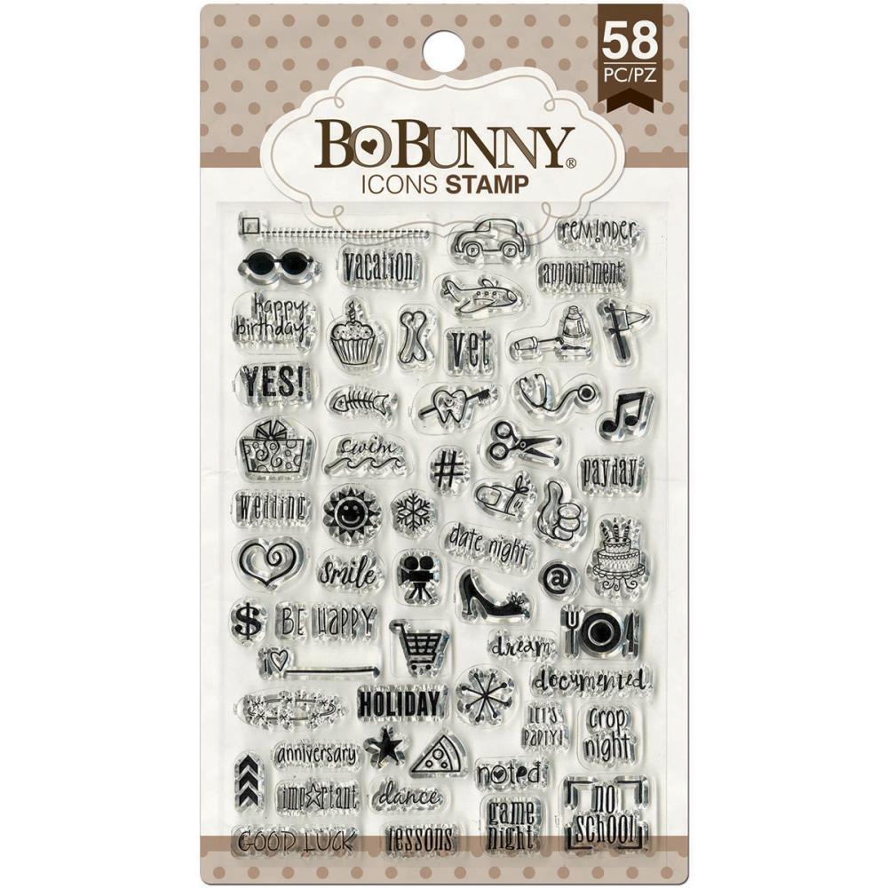 Набор акриловых штампов в упаковке Icons, 58 шт, Bo Bunny