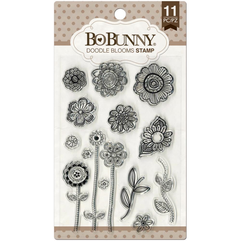 Набор акриловых штампов в упаковке Doodle Blooms, 11 шт, Bo Bunny
