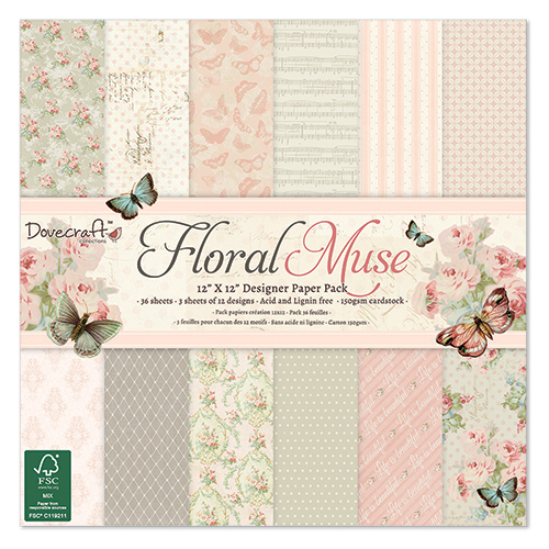 Набор бумаги Floral Muse, 30х30 см 12 листов от Dovecraft