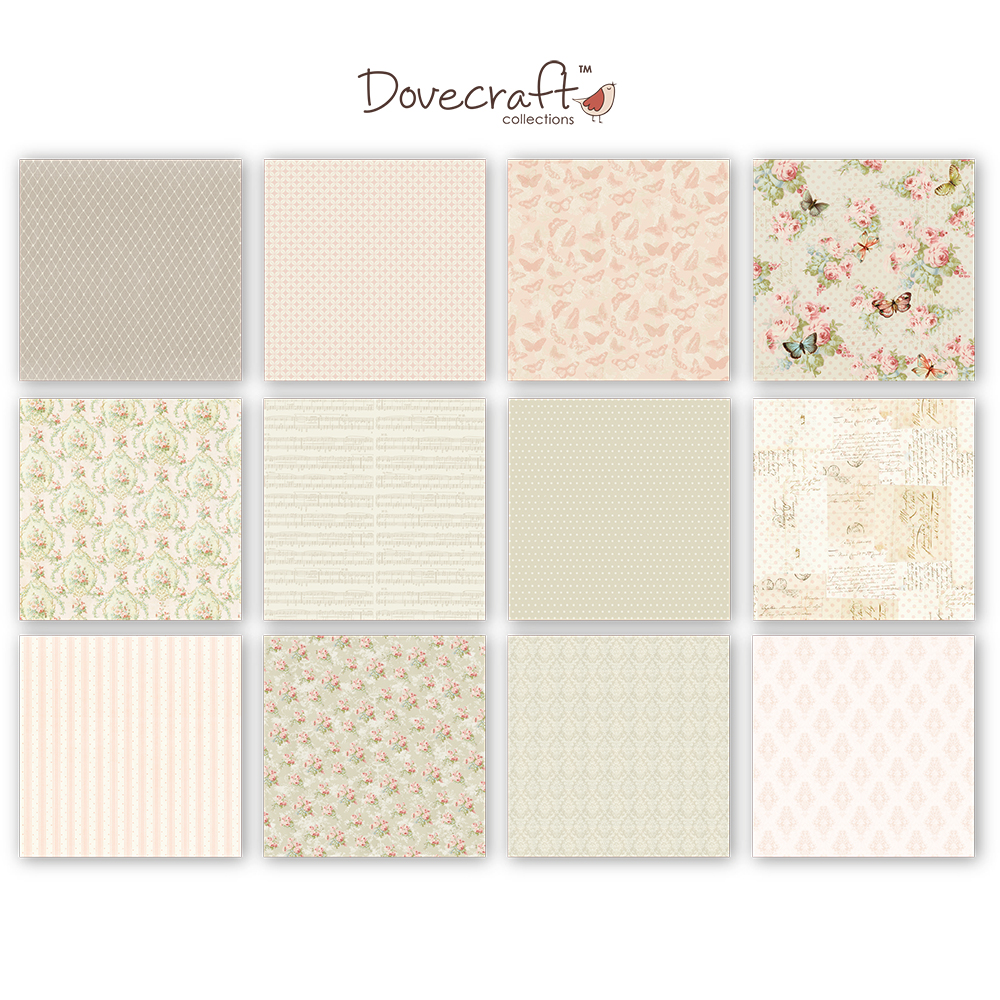 Набор бумаги Floral Muse, 20*20 см, 12 листов, Dovecraft