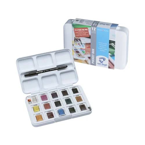 Набір акварельних фарб, Van Gogh, Pocket box, 12 кювет плюс 3, Royal Talens
