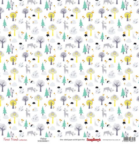 Одностороння відмова папір Лісові мешканці, 30 * 30 см, 190 г / м2 від ScrapBerry's