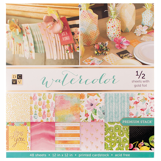 Набір паперу Watercolor з фольгуванням, 30*30 см, 24 аркуші, DCWV