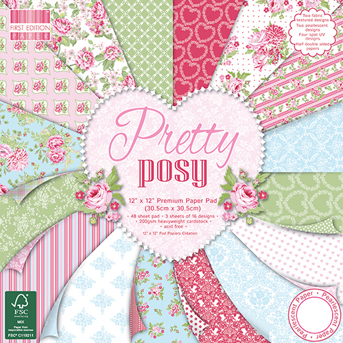 Набір паперу Pretty Posy, розмір 30 * 30 см, 16 аркушів від First Edition