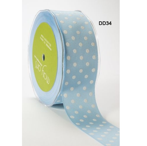 Репсовая лента DOTS - LIGHT BLUE/WHITE от May Arts, 4 см, 90 см