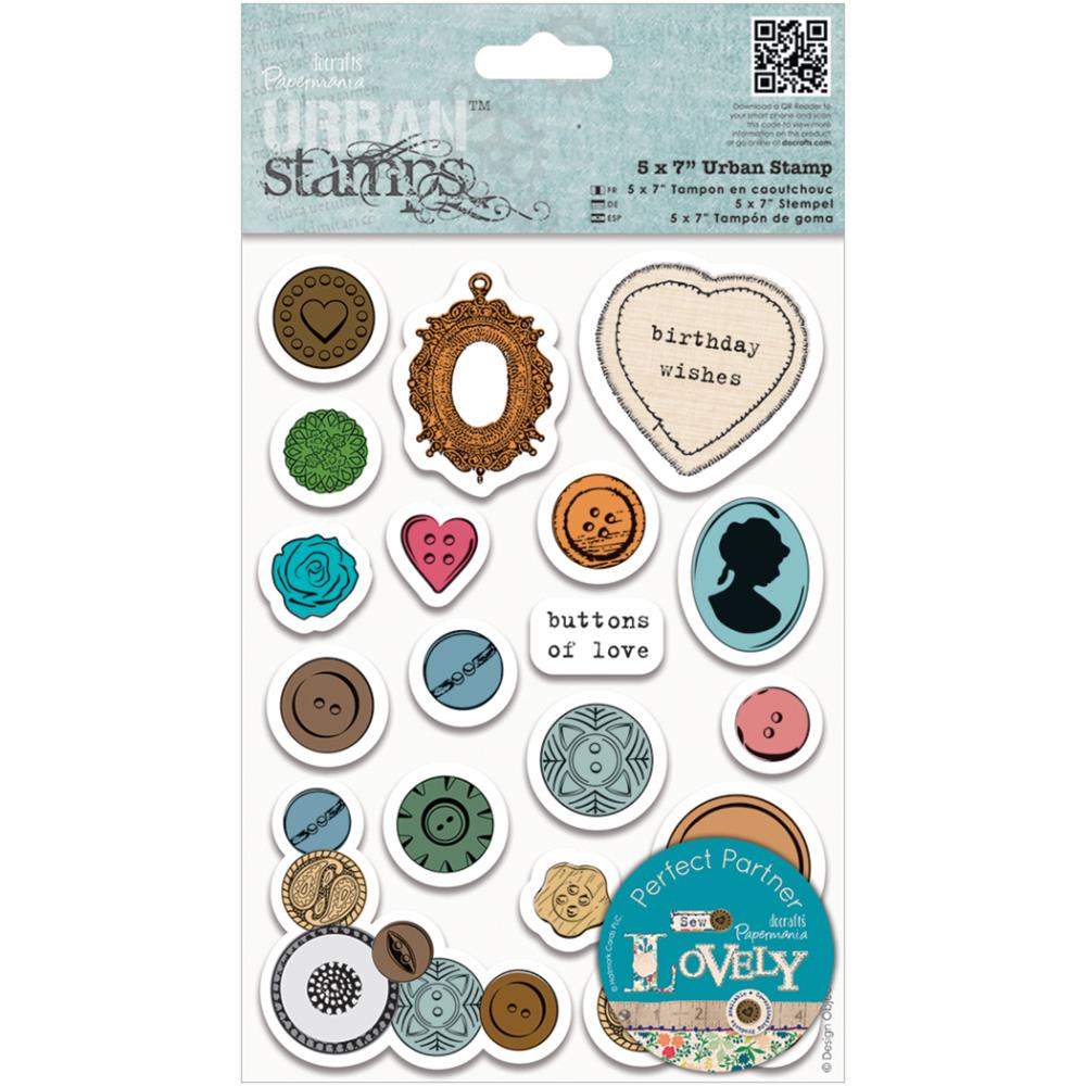 Резиновый штамп Mixed Buttons, 19 шт, Papermania