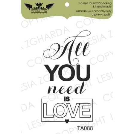 Акриловий штамп ALL YOU NEED IS LOVE, 2,7 * 4,9 см, Lesia Zgharda