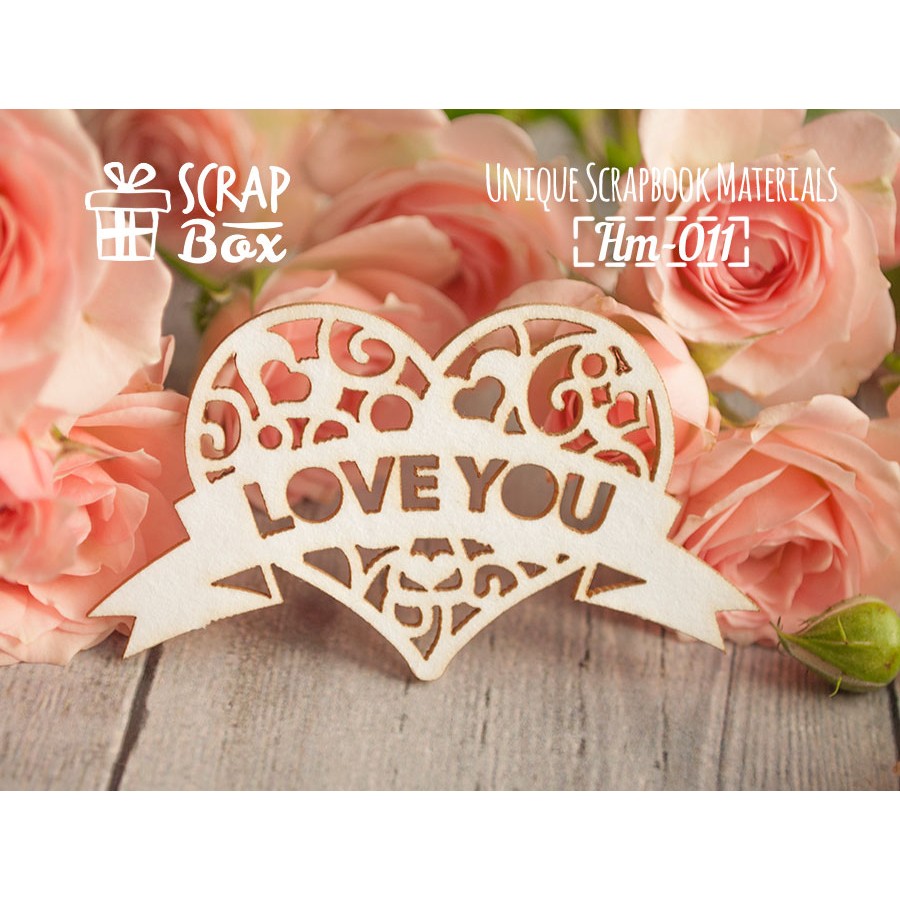 Чіпборд "Серце зі стрічкою", 65 * 36 мм від Scrapbox