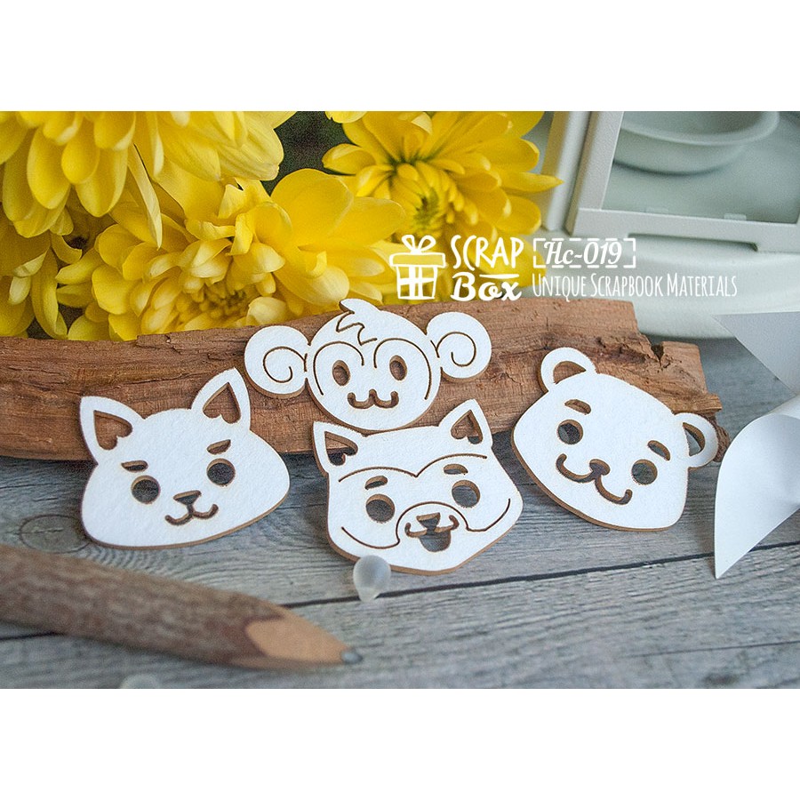 Чіпборд Мордочки зверяток великі, 35 * 31 мм від Scrapbox