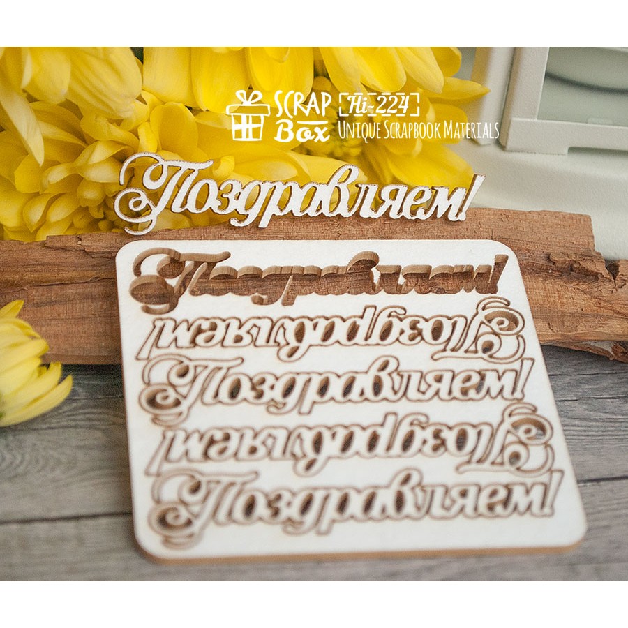 Чипборд "Поздравляем!" 5 шт, 64*14 мм от Scrapbox